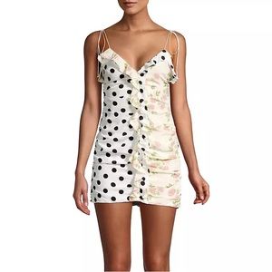 NWT For Love & Lemons
Mochi Shirred Polka Dot & Floral Mini Dress